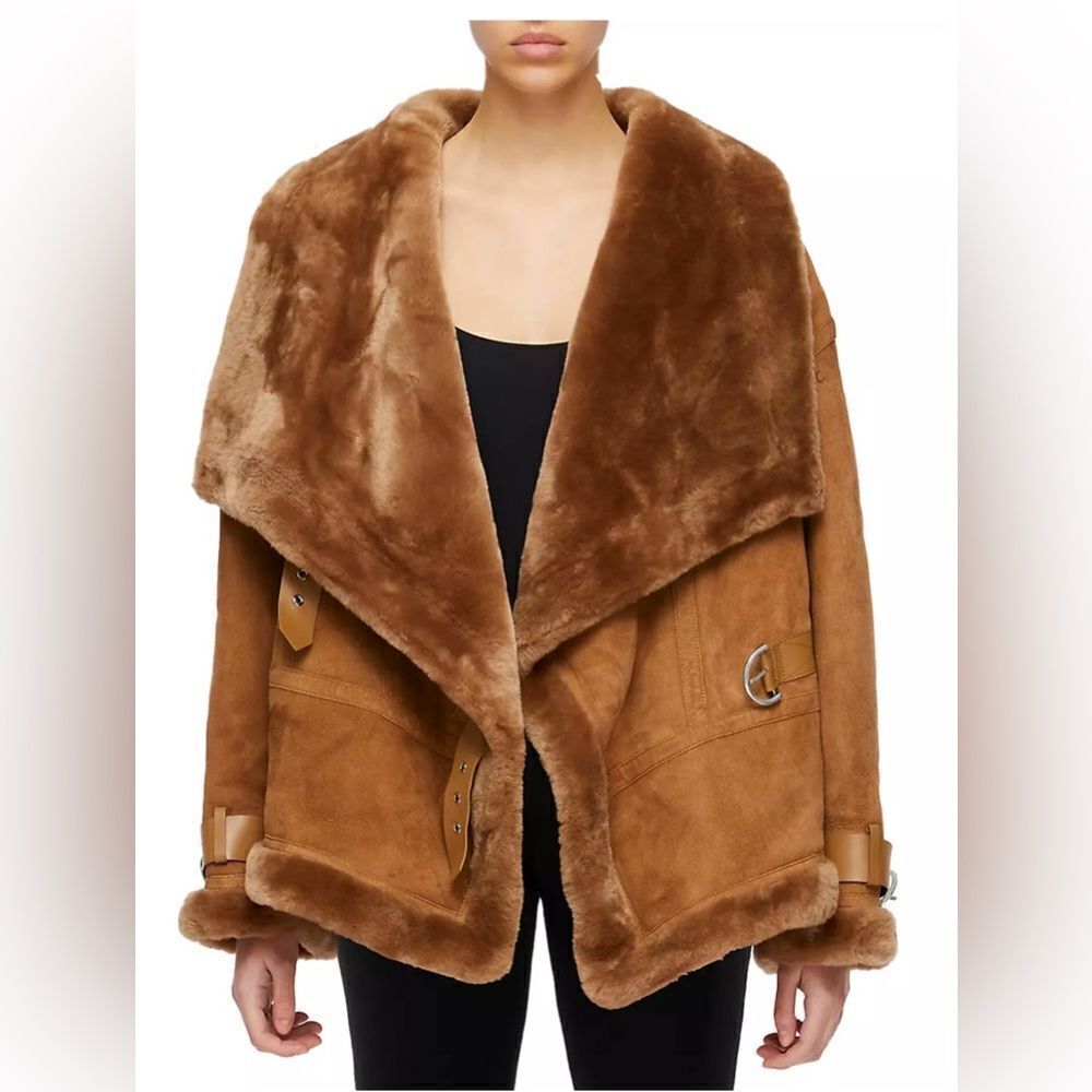 Shoreditch Ski Club Darling Buckled Shearling Coat size XS